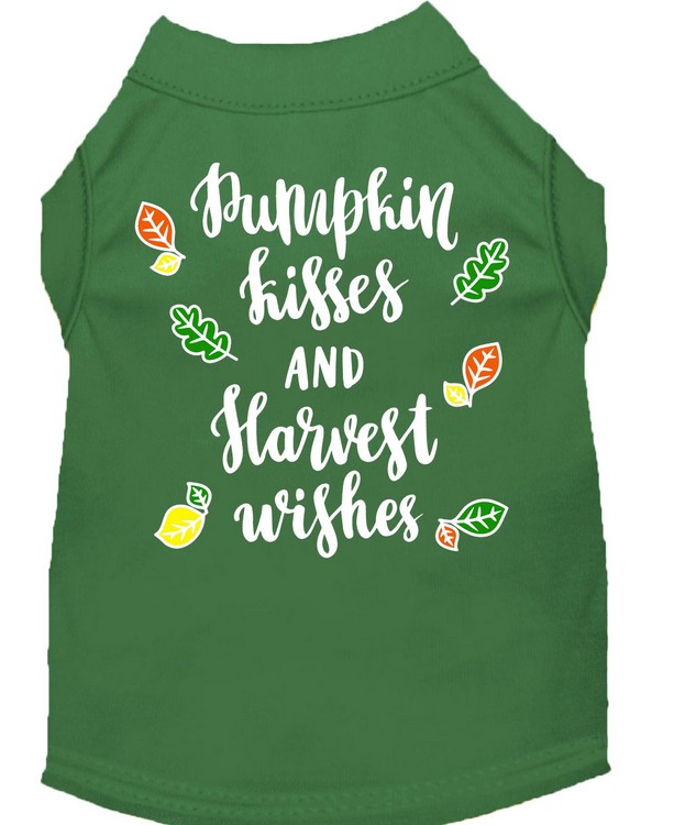 Pumpkin Kisses Screen Print Dog Shirt Green Lg